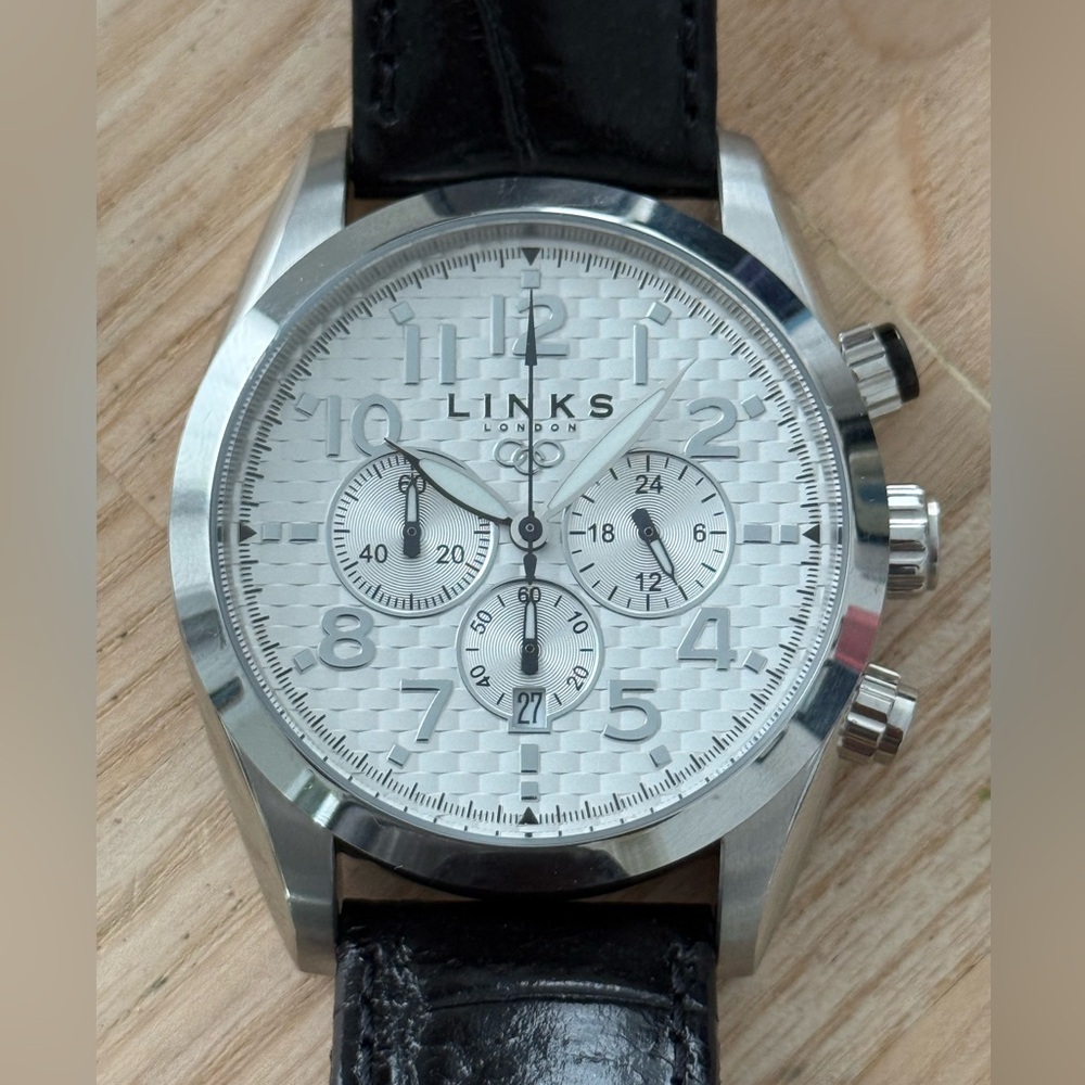 Links of London Chronograph Luxury Men’s Watch Stainless Case White Dial NWOT